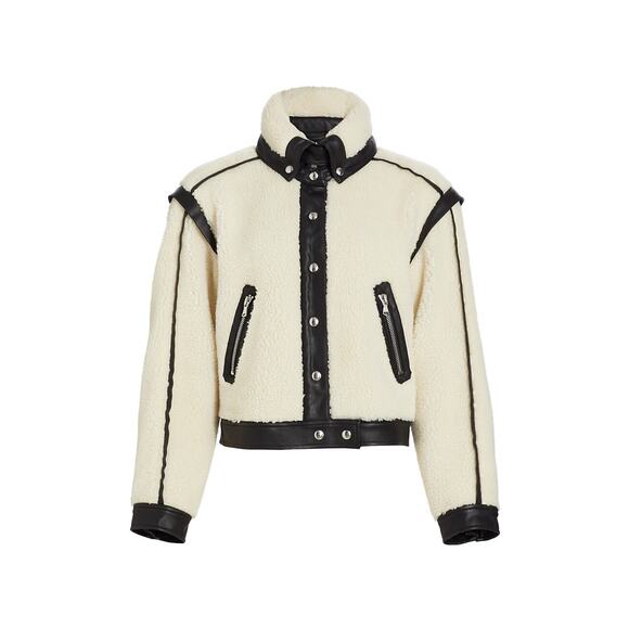 Veronica Beard Jackets & Blazers - Veronica Beard Cream and Black Contrast Shearling Bomber